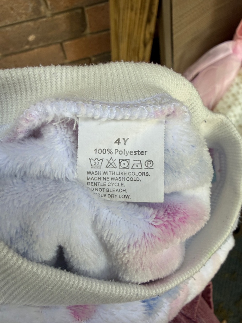 Kids Floral Plush Sweatshirt - Pastel Multicolor Size 4 - Picture 5 of 5